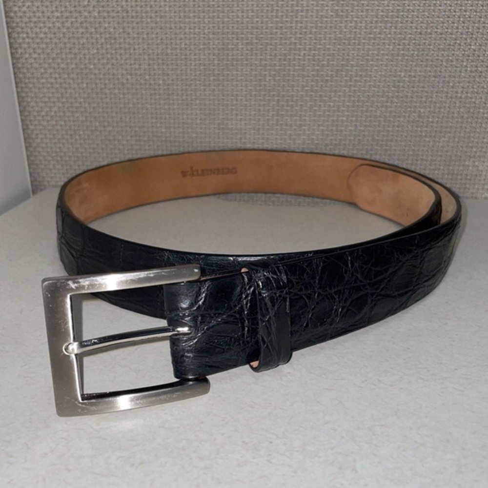 W. Kleinberg Black Crocodile Leather Men’s Belt Size 34 Made in USA